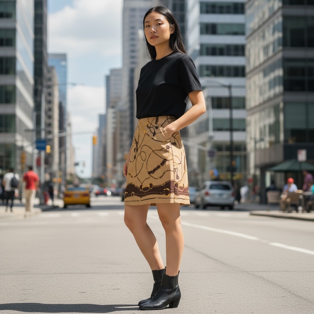 Talbots Tan and Brown A-line Skirt